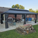 PURPLE LEAF Patio Gazebo for Backyard Grey Hardtop Galvanized Steel Roof Awning with Upgrade Curtain