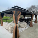 PURPLE LEAF Outdoor Hardtop Gazebo for Garden Bronze Double Roof Aluminum Frame Pavilion with Reinforcement Support Rod