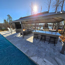 PURPLE LEAF Patio Gazebo for Pool Light Grey Hardtop Galvanized Steel Roof with Reinforcement Support Rod
