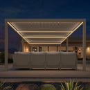 PURPLE LEAF Athena Louvered Pergola Champagne Outdoor Aluminum Pergola with Strip Lights Adjustable Gazebo for Patio Deck Garden