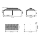 PURPLE LEAF Patio Gazebo for Backyard Grey Hardtop Galvanized Steel Roof Awning with Upgrade Curtain