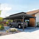 PURPLE LEAF Outdoor Metal Carport with Grey Steel Roof and Aluminum Frame Protective Shelter