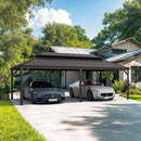 PURPLE LEAF Outdoor Metal Carport with Grey Steel Roof and Aluminum Frame Protective Shelter