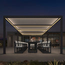 PURPLE LEAF Athena Louvered Pergola Grey Outdoor Aluminum Pergola with Strip Lights Adjustable Gazebo for Patio Deck Garden