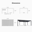 PURPLE LEAF Athena Louvered Pergola Grey Outdoor Aluminum Pergola with Strip Lights Adjustable Gazebo for Patio Deck Garden