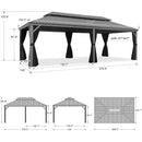PURPLE LEAF Patio Gazebo for Pool Light Grey Hardtop Galvanized Steel Roof with Reinforcement Support Rod