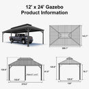PURPLE LEAF Outdoor Metal Carport with Grey Steel Roof and Aluminum Frame Protective Shelter