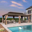 PURPLE LEAF Outdoor Hardtop Gazebo for Garden Bronze Double Roof Aluminum Frame Pavilion