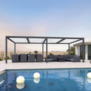 PURPLE LEAF Athena Louvered Pergola Modern Grey Pergola White Roof with Sanori Patio Couch Set Modular Sofas for Deck Backyard Garden