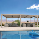 PURPLE LEAF Athena Louvered Pergola Champagne Outdoor Aluminum Pergola with Strip Lights Adjustable Gazebo for Patio Deck Garden