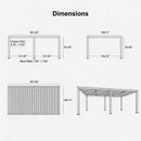 PURPLE LEAF Athena Louvered Pergola Grey Outdoor Aluminum Pergola with Strip Lights Adjustable Gazebo for Patio Deck Garden