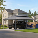 PURPLE LEAF Light Grey Metal Carport with Galvanized Steel Roof Heavy Duty Permanent Outdoor Car Shelter