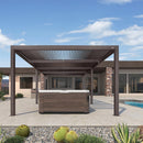 PURPLE LEAF Athena Outdoor Louvered Pergola Adjustable Metal Roof Bronze Hardtop Gazebo Patio Pavilion