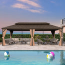 PURPLE LEAF Outdoor Hardtop Gazebo for Garden Bronze Double Roof Aluminum Frame Pavilion with Reinforcement Support Rod