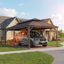 PURPLE LEAF Outdoor Metal Carport Gazebo Bronze Steel Roof Aluminum Frame Shelter for Parking