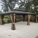 PURPLE LEAF Outdoor Hardtop Gazebo for Garden Bronze Double Roof Aluminum Frame Pavilion with Reinforcement Support Rod