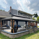 PURPLE LEAF Outdoor Hardtop Gazebo for Garden Bronze Double Roof Aluminum Frame Pavilion