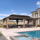 PURPLE LEAF Outdoor Hardtop Gazebo for Garden Bronze Double Roof Aluminum Frame Pavilion