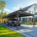 PURPLE LEAF Outdoor Metal Carport with Grey Steel Roof and Aluminum Frame Protective Shelter