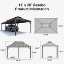 PURPLE LEAF Outdoor Metal Carport with Grey Steel Roof and Aluminum Frame Protective Shelter