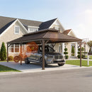 PURPLE LEAF Outdoor Metal Carport Gazebo Bronze Steel Roof Aluminum Frame Shelter for Parking