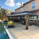 PURPLE LEAF Outdoor Hardtop Gazebo for Garden Bronze Double Roof Aluminum Frame Pavilion with Reinforcement Support Rod