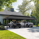 PURPLE LEAF Outdoor Metal Carport with Grey Steel Roof and Aluminum Frame Protective Shelter