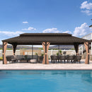PURPLE LEAF Outdoor Hardtop Gazebo for Garden Bronze Double Roof Aluminum Frame Pavilion with Reinforcement Support Rod