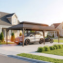 PURPLE LEAF Outdoor Metal Carport Gazebo Bronze Steel Roof Aluminum Frame Shelter for Parking