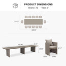 PURPLE LEAF Sanori Patio Dining Set Modern Large Weather-Resistant Table and Aluminum Chairs with Cushions for Garden Beige