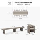 PURPLE LEAF Sanori Patio Dining Set Modern Large Weather-Resistant Table and Aluminum Chairs with Cushions for Garden Beige