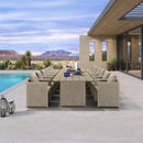 PURPLE LEAF Sanori Patio Dining Set Modern Large Weather-Resistant Table and Aluminum Chairs with Cushions for Garden Beige