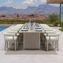 PURPLE LEAF Provence Patio Dining Set Luxury Modern Conversation Set Aluminum Large Rectangle Dining Table and Chairs with Olefin Cushion Outdoor Furniture Set for Garden Porch Deck Backyard