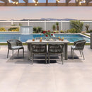 PURPLE LEAF Patio Dining Set with Sunbrella Fabric Cushions and Aluminum Table All-Weather Wicker Patio Table Set for Deck