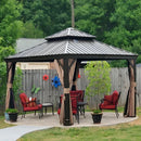 Aluminum Hardtop Gazebo Brown with Drainage Gutters