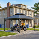 PURPLE LEAF Outdoor Metal Carport with Grey Steel Roof and Aluminum Frame Protective Shelter