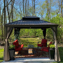 Aluminum Hardtop Gazebo Brown with Drainage Gutters