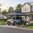 PURPLE LEAF Outdoor Metal Carport with Grey Steel Roof and Aluminum Frame Protective Shelter
