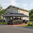 PURPLE LEAF Outdoor Metal Carport with Grey Steel Roof and Aluminum Frame Protective Shelter