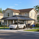 PURPLE LEAF Outdoor Metal Carport with Grey Steel Roof and Aluminum Frame Protective Shelter