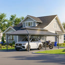 PURPLE LEAF Outdoor Metal Carport with Grey Steel Roof and Aluminum Frame Protective Shelter