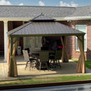PURPLE LEAF Outdoor Hardtop Gazebo for Garden Bronze Double Roof Aluminum Frame Pavilion