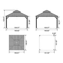 PURPLE LEAF Patio Gazebo for Backyard Grey Hardtop Galvanized Steel Roof Awning with Upgrade Curtain