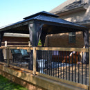 PURPLE LEAF Patio Gazebo for Backyard Grey Hardtop Galvanized Steel Roof Awning with String Lights-clear