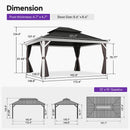 PURPLE LEAF White Gazebo for Modern Patio Double Galvanized Steel Roof Awning and Upgrade Curtain with Lights-clear