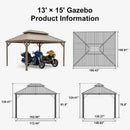 PURPLE LEAF Outdoor Carport Gazebo Champagne Steel Roof Aluminum Frame Shelter for Parking