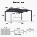 PURPLE LEAF Caesar Outdoor Louvered Pergola Patio Sun Shade Shelter with Adjustable Hardtop Patio Pergola Grey