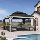 PURPLE LEAF White Gazebo for Modern Patio Double Galvanized Steel Roof Awning and Upgrade Curtain