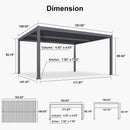 PURPLE LEAF Caesar Louvered Pergola with Yellow String Lights Patio Aluminum Pergola with Independent Adjustable Rainproof Roof Hardtop Pergola for Outdoor Deck Garden Yard