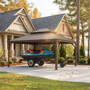 PURPLE LEAF Outdoor Metal Carport Gazebo Bronze Steel Roof Aluminum Frame Shelter for Parking